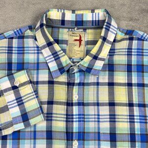 Relwen Mens XL Button Up Plaid Dress Shirt Lightweight Cotton Heritage Preppy